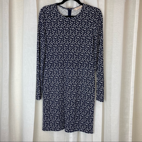 Tory Burch Navy White Print Jersey Dress - Picture 3 of 10